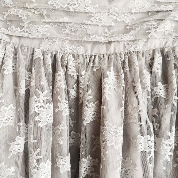 Vintage Lorrie Kabala Grey White Lace Overlay Maxi Skirt S - Picture 5 of 9